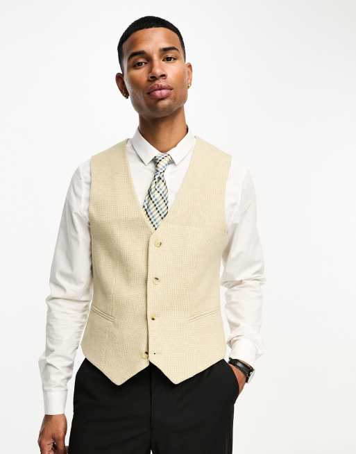 Men's cream 2024 waistcoat for wedding