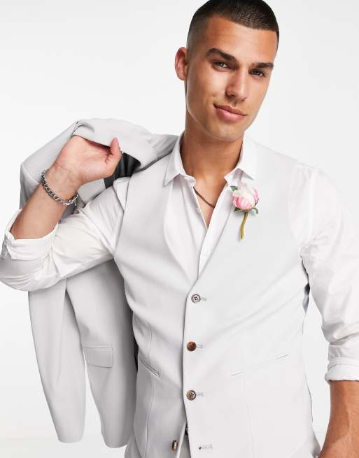 ASOS DESIGN – Wedding – Superenge Anzugweste in Eisgrau, 4 von 4