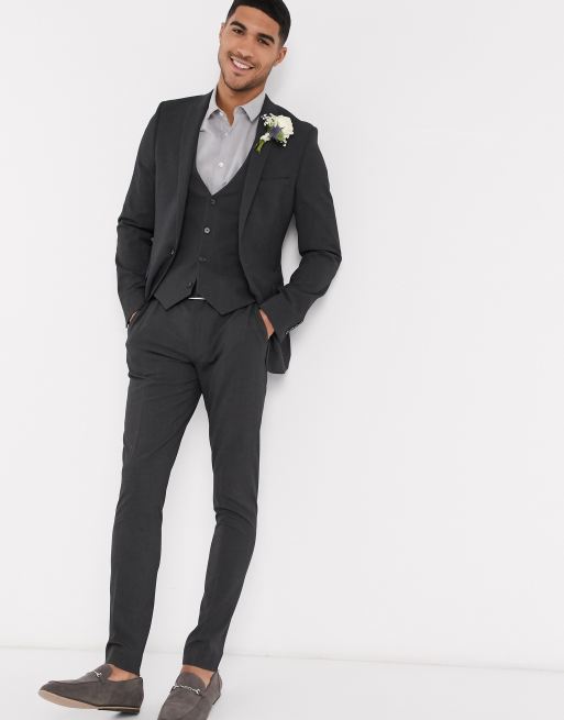 ASOS DESIGN Wedding – Superenge Anzugweste mit Vierwege-Stretch in Anthrazit, 4 von 4
