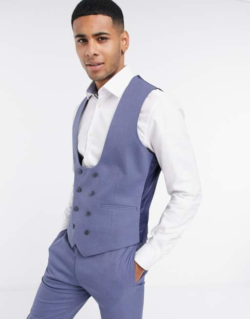 ASOS DESIGN Wedding - Superskinny kostuum met microtextuur in middenblauw, 3 van 4