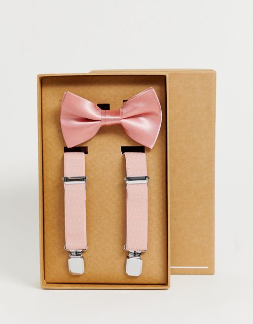 Unisex's Bow tie & Suspender Sets (Blush/Wedding Pink)