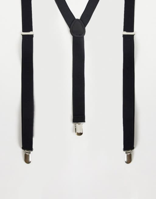 ASOS DESIGN wedding suspenders in black