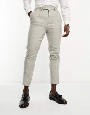 Asos Design Tapered Smart Pants In Ice Gray Pin Stripe In Gray