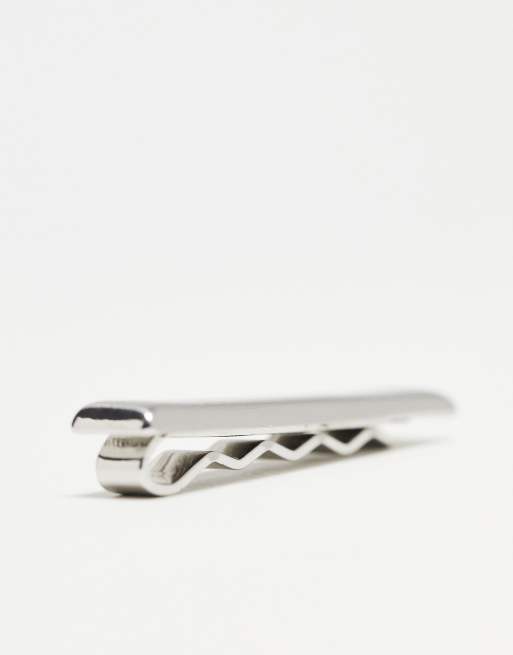 Burberry Checked Tie Bar Silver