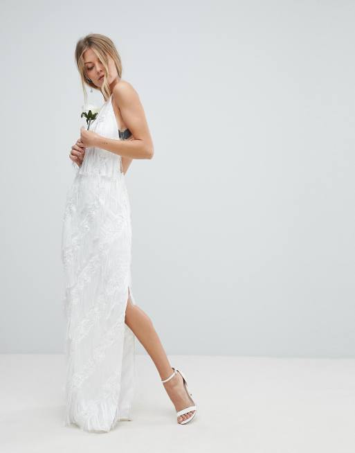 Asos fringe store wedding dress