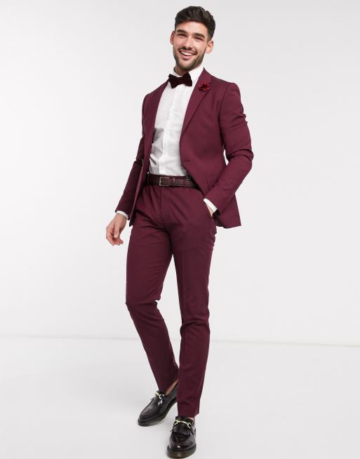 ASOS DESIGN Wedding Veste de costume ajust e Bordeaux ASOS