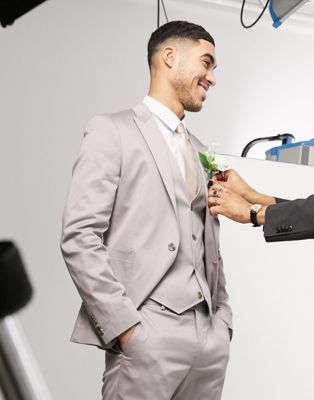 Homme DESIGN Wedding - Veste de costume slim en coton stretch - Gris