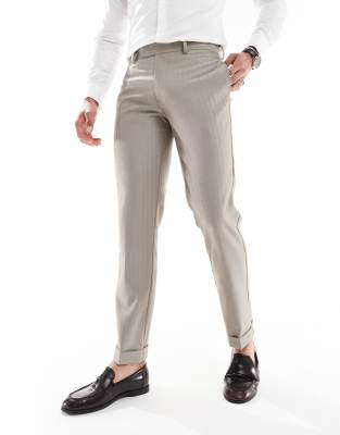 Asos Design Wedding Wool Mix Slim Suit Pants In Gray