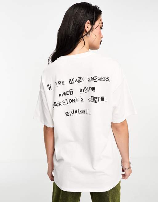 ASOS DESIGN Wednesday Addams oversized t-shirt with licence puff