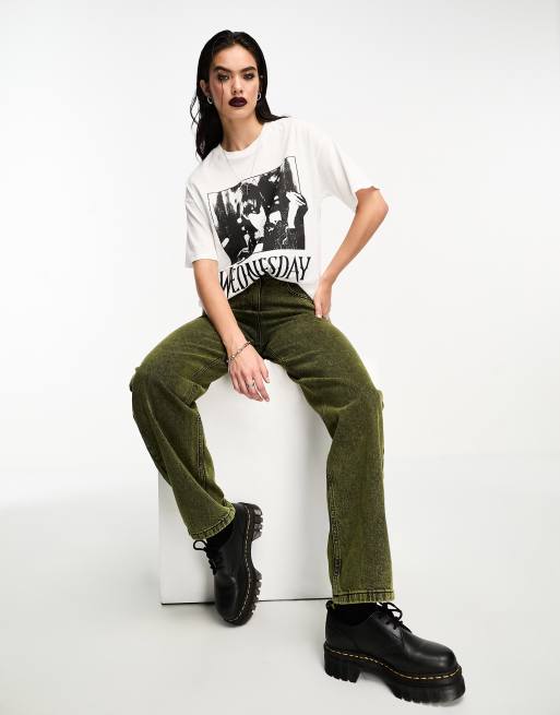 ASOS DESIGN Wednesday Addams oversized t-shirt with licence puff