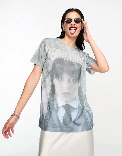 ASOS DESIGN Wednesday Addams oversized t-shirt with license placement graphic print