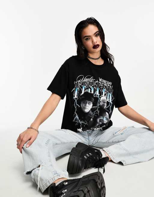 ASOS DESIGN Wednesday Addams oversized t-shirt with uncle fester