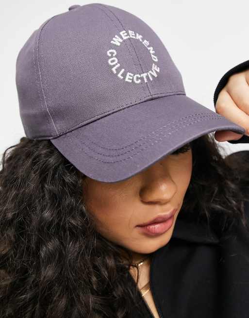 ASOS DESIGN – Weekend Collective – Baseballkappe mit Logo in Anthrazit