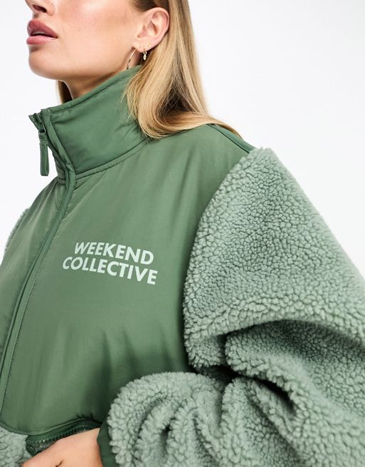 ASOS Weekend Collective Curve zip through borg fleece with