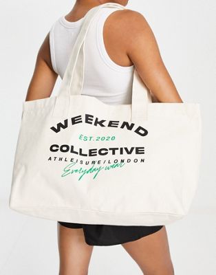 ASOS DESIGN Weekend Collective everyday wear tote in natural