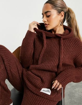 ASOS DESIGN Weekend Collective knitted ribbed hoodie in brown | ASOS