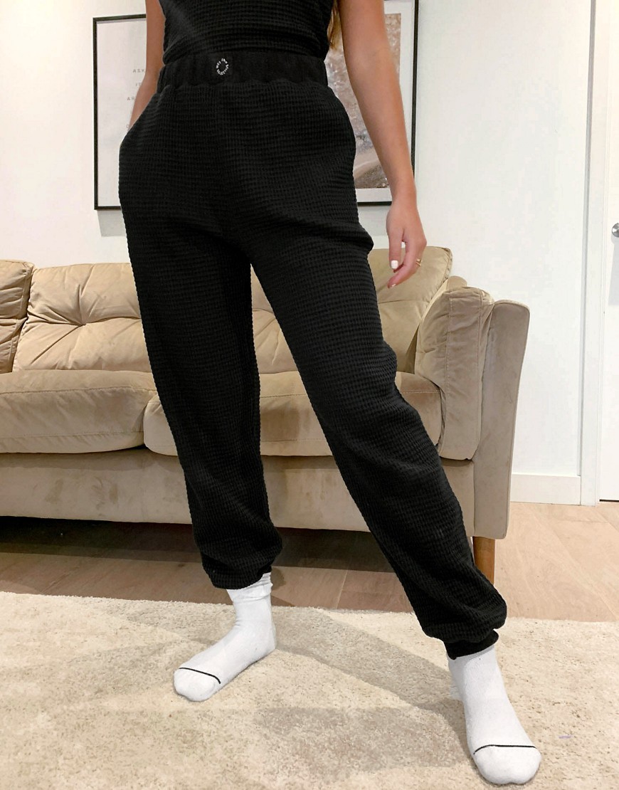Weekend Collective Lounge Waffle Oversized Sweatpants In Black
