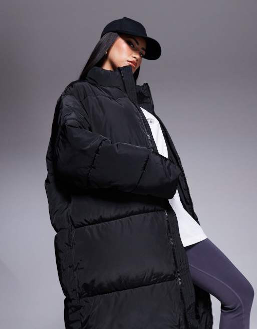 ASOS DESIGN Weekend Collective maxi padded coat with back graphic