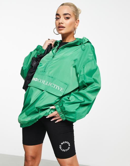 ASOS DESIGN Weekend Collective overhead rain jacket in green ASOS