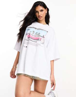 ASOS DESIGN - Weekend Collective - Oversize-T-shirt mit Las Vegas-Grafik-Bunt