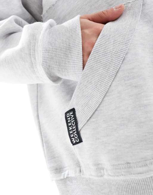ASOS DESIGN Weekend Collective reverse seam zip through hoodie in gray heather, 2 of 4