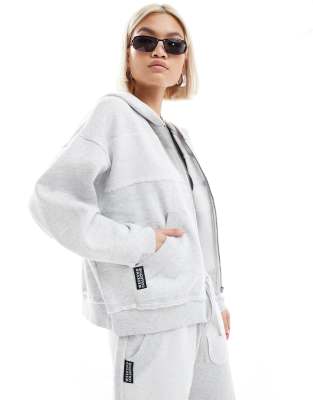 ASOS Weekend Collective ASOS DESIGN Weekend Collective reversed seam zip through hoodie in grey marl