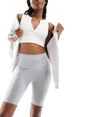 ASOS Weekend Collective ASOS DESIGN Weekend Collective seamless legging short with logo in grey
