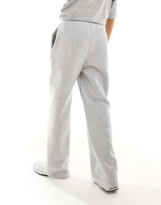 ASOS DESIGN Weekend Collective straight leg jogger with pastel logo in grey marl, 3 of 5