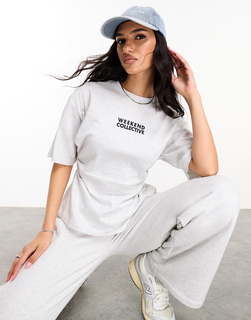 ASOS DESIGN Weekend Collective t-shirt with corset waist detail in ice marl-Grey
