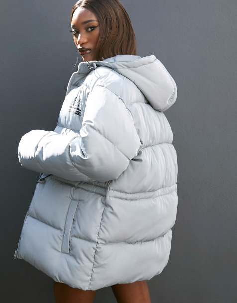 Long grey best sale padded coat