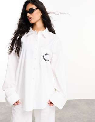 ASOS Weekend Collective ASOS DESIGN Weekend Collective wide cuff shirt in white