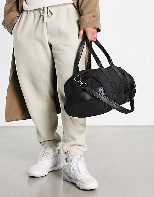 ASOS DESIGN weekend soft holdall bag with detachable strap in black