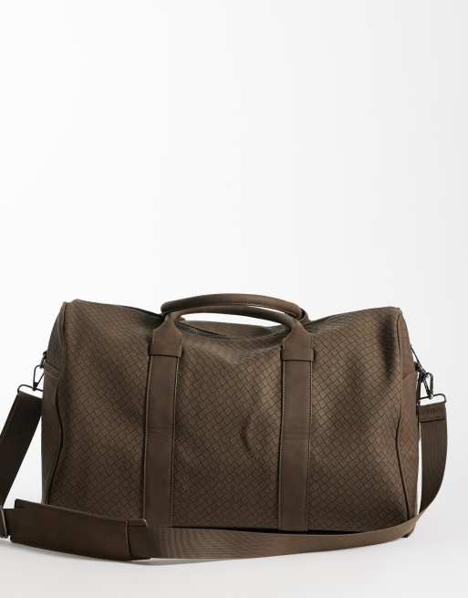ASOS DESIGN - Weekendtas met basketweave-structuur in bruin, 4 van 4