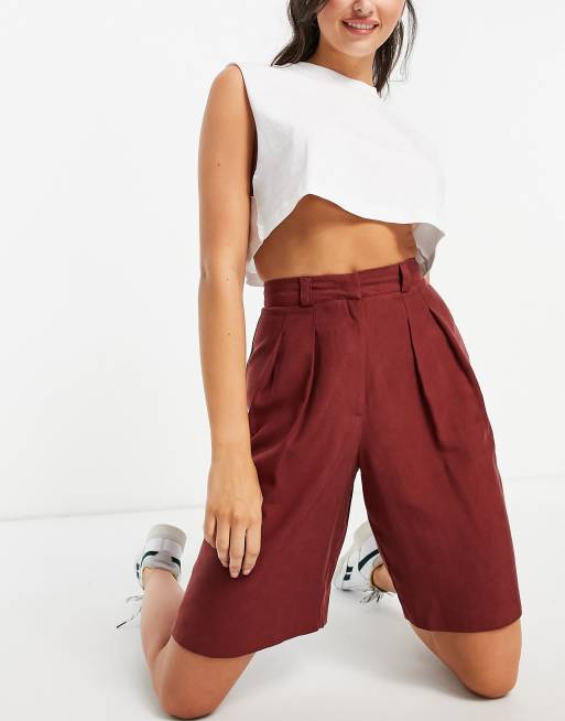 ASOS DESIGN – Weich geschnittene Bermuda-Shorts in Rostrot