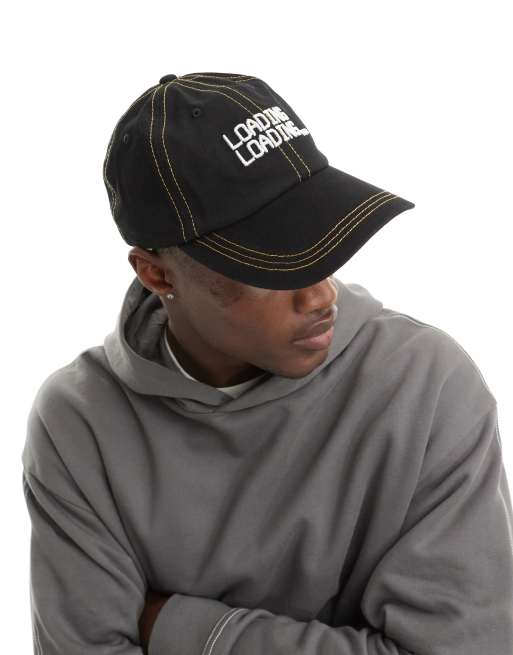 ASOS DESIGN – Weiche Baseballkappe in Schwarz mit Kontrastnaht und Stickerei, 4 von 4
