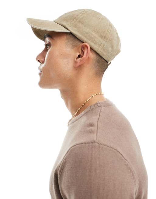 ASOS DESIGN – Weiche Baseballkappe in verwaschenem Steinbeige mit Stickerei, 4 von 4