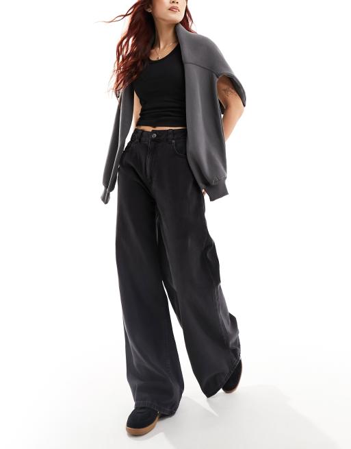 ASOS DESIGN – Weiche Jeans in Schwarz mit weitem Schnitt