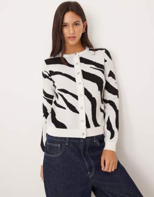 ASOS DESIGN - Weiche Strickjacke mit Zebramuster-Bunt