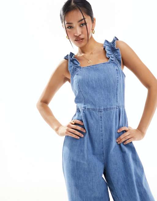 Asos denim romper sales