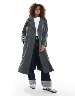 ASOS DESIGN - Weicher, eleganter Trenchcoat in Anthrazit-Grau