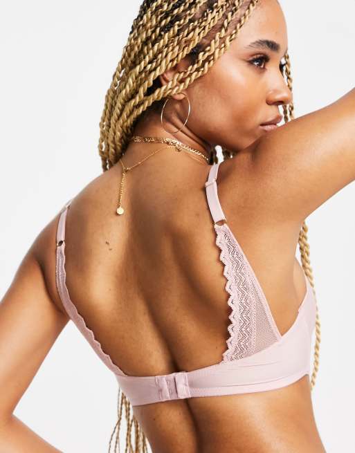 ASOS DESIGN – Weicher, geformter BH in Rosa mit Spitzenbesatz auf der Rückseite, 2 von 4