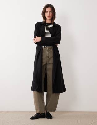 ASOS DESIGN - Weicher Longline-Trenchcoat in Schwarz