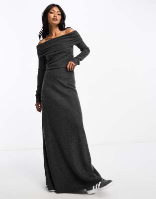 ASOS DESIGN - Weicher Maxirock in Anthrazit, Kombiteil-Grau