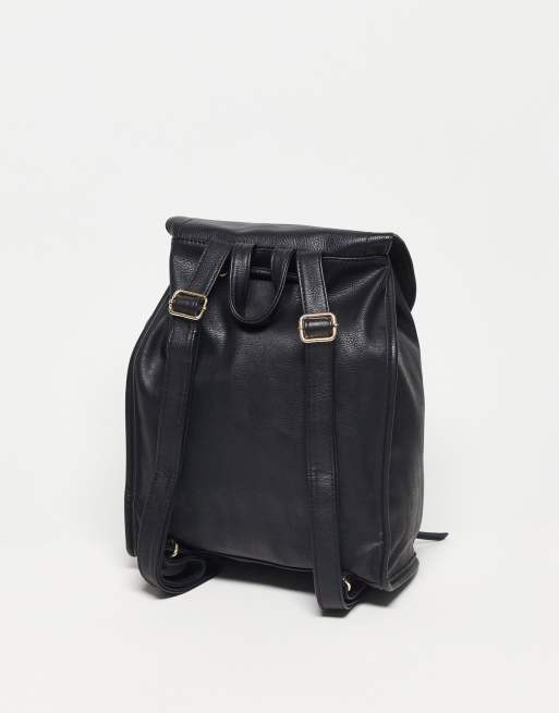 ASOS DESIGN Weicher Rucksack in Schwarz mit ReiBverschluss Vordertasche