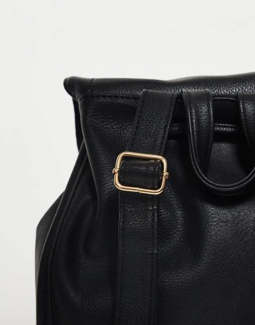 ASOS DESIGN – Weicher Rucksack in Schwarz mit Reißverschluss-Vordertasche , 4 von 4