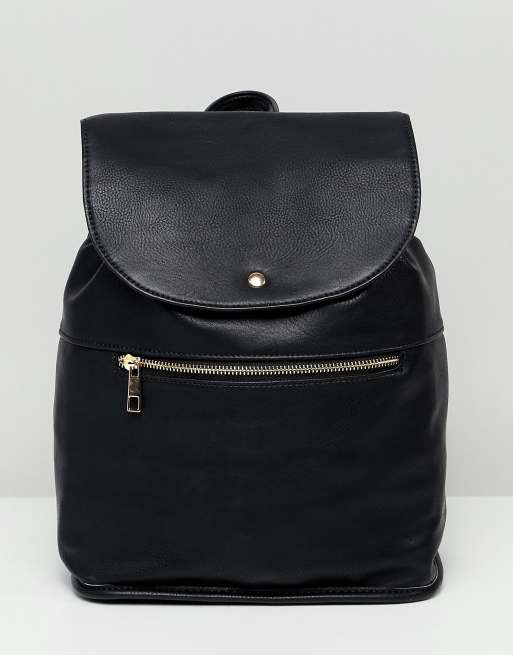 Asos black leather backpack deals