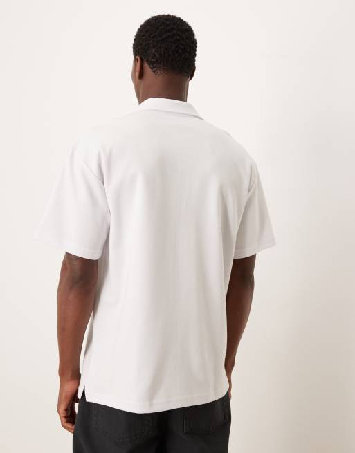 ASOS DESIGN – Weiches, locker geschnittenes Polohemd aus schwerem Stoff in Weiß, 2 von 5