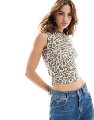 ASOS DESIGN - Weiches Tanktop mit Leopardenmuster, Kombiteil-Bunt