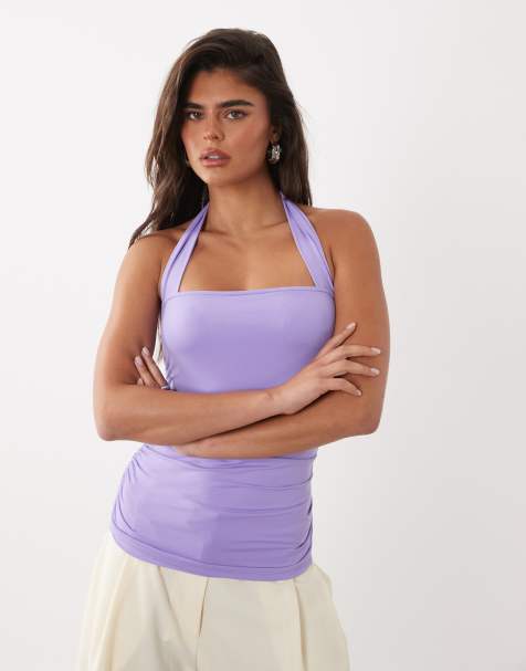 ASOS DESIGN – Weiches Trägertop in Flieder mit U-Ausschnitt - view 1