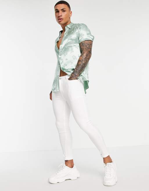 ASOS DESIGN – Weiße Sprayon-Jeans mit Powerstretch